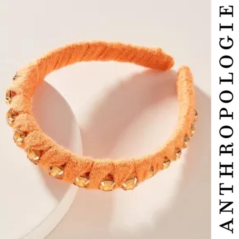 NWOT Maggie Embellished Headband, Sunset Orange